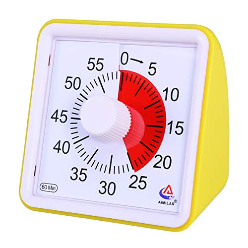 AIMILAR 60 Minute Visual Timer - Silent Timer Time Management Tool for Classroom or Meeting Countdown Clock for Kids and Adults (Yellow)