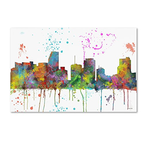 Miami Florida Skyline Mclr-1 by Marlene Watson, 12x19-Inch Canvas Wall Art