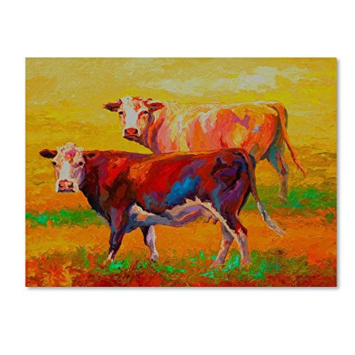 Two Cows by Marion Rose, 14x19-Inch Canvas Wall Art