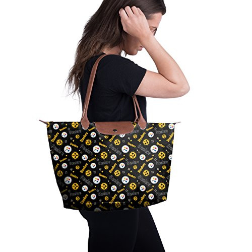 FOCO NFL Pittsburgh Steelers Womens Printed Collection Repeat Logo High End Tote, Team Color, One Size FOCO NFL Pittsburgh Steelers Womens Printed Collection Repeat Logo High End Tote, Team Color, One Size
