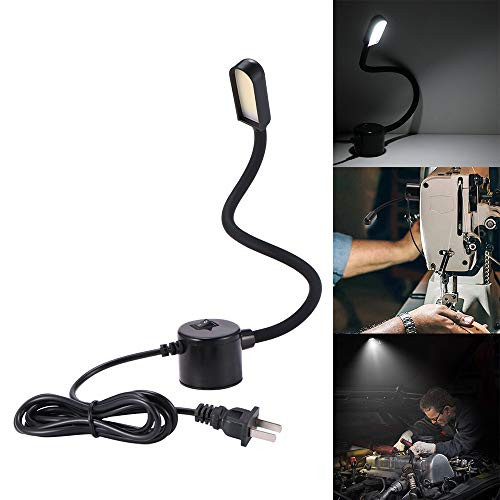 POWSTRO K Sewing Machine Light Gooseneck Work Light with Magnetic Mounting Base, White Soft Light for Lathes, Drill Presses, Workbenches