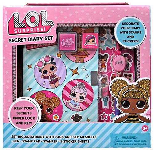 LOL Surprise Secret Diary Set for Girls W/ Diary, Lock, Key, Stamp Pad, & Two Sticker Sheets, Every Girls Dream & Best Gift Or Present for Your Daughter