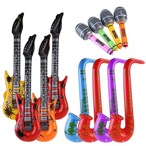 NUOLUX 12pccs Inflatable Toy Inflatable Guitar Saxophone Microphone for Party Bags (Random Color)