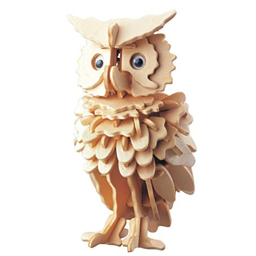 TOYMYTOY 3D Wooden Animal Puzzles Owl Jigsaw Puzzles 3D DIY Assembly Model Toy for Kids and Adults