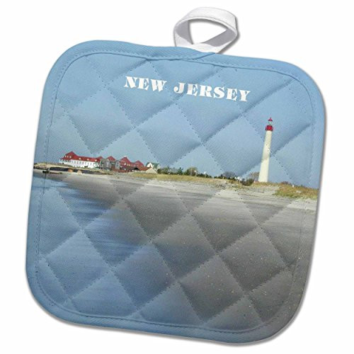 3D Rose Cape May New Jersey with Lighthouse N Beach Pot Holder 8" x 8"