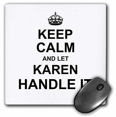 3dRose Keep Calm and Let Karen Handle it, Funny Personal Name, Mouse Pad, 8" by 8" (mp_233347_1)