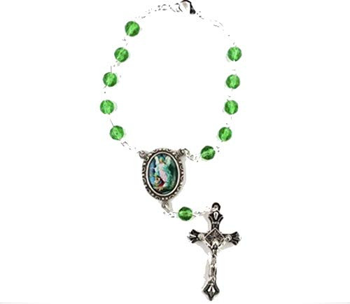 6MM GUARDIAN ANGEL AUTO Rosary Cross Crucifix Necklace Catholic Christian Religious