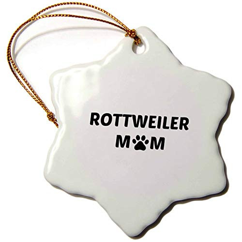 3dRose Xander Animal Quotes - Rottweiler mom, Picture of a Dog paw on a White Background - 3 inch Snowflake Porcelain Ornament (ORN_256551_1)