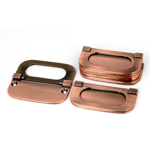 uxcell Cupboard Cabinet Drawer Metal Flush Mount Door Pull Handle Ring Copper Tone 5pcs