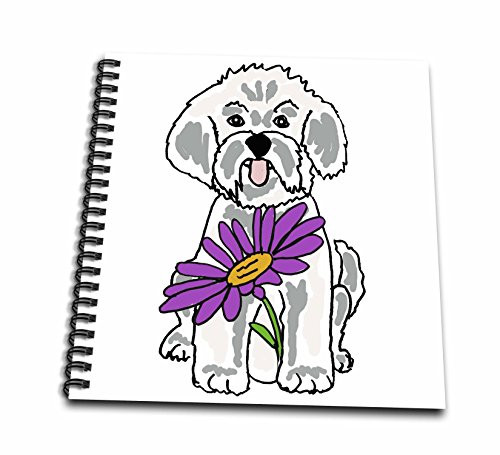 3dRose db_260872_1 Funny Cool Bichon Frise Puppy Dog with Purple Daisy Flower Drawing Book 8 x 8" 3dRose db_260872_1 Funny Cool Bichon Frise Puppy Dog with Purple Daisy Flower Drawing Book 8 x 8"
