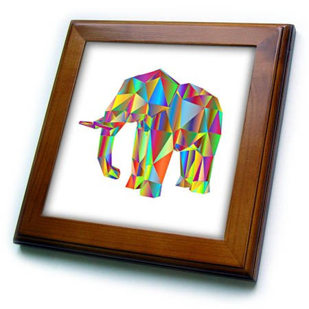 3dRose Image of Elephant in Colorful Prism 6 by 6 inches Decorative Tiles 8x8 Framed, Clear