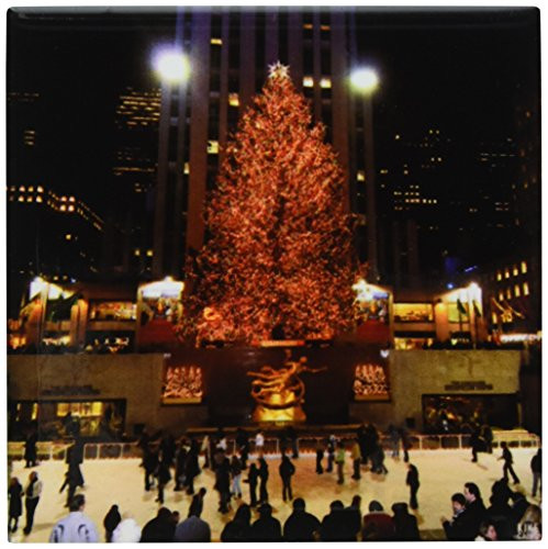 3dRose ct_45489_1 Christmas Lights at Rockefeller Center in New York-Ceramic Tile, 4-Inch