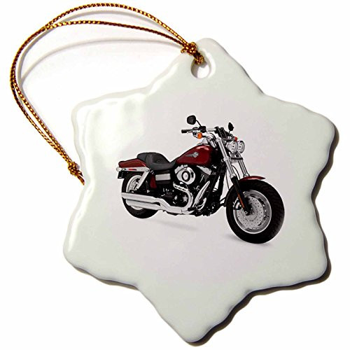3dRose ORN_4662_1 Ornament Picturing Harley Davidson and No.174 Motorcycle Snowflake Porcelain Ornament, 3-Inch 3dRose ORN_4662_1 Ornament Picturing Harley Davidson and No.174 Motorcycle Snowflake Porcelain Ornament, 3-Inch