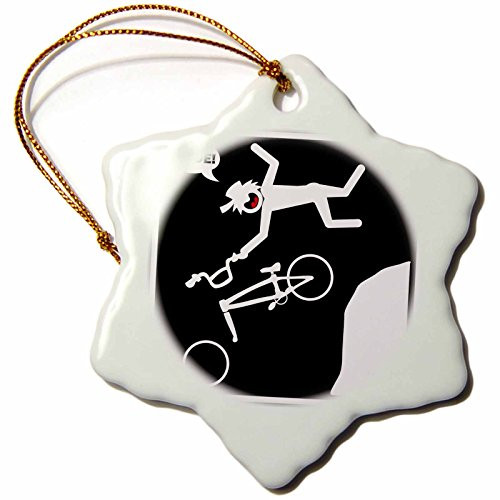 3dRose orn_12868_1 BMX Jumpin Sign 2 Porcelain Snowflake Ornament, 3-Inch