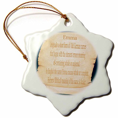 3dRose LLC orn_16272_1 Emma The Meaning Snowflake Porcelain Hanging Ornament, 3-Inch