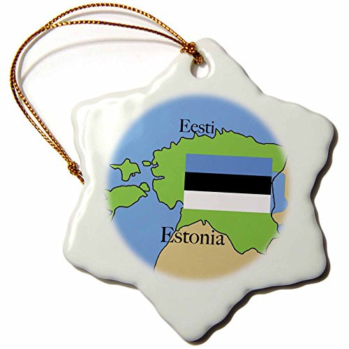 3dRose ORN_37584_1 The Map and Flag of Estonia with Estonia Printed in English and Estonian-Snowflake Ornament, Porcelain, 3-Inch 3dRose ORN_37584_1 The Map and Flag of Estonia with Estonia Printed in English and Estonian-Snowflake Ornament, Porcelain, 3-Inch