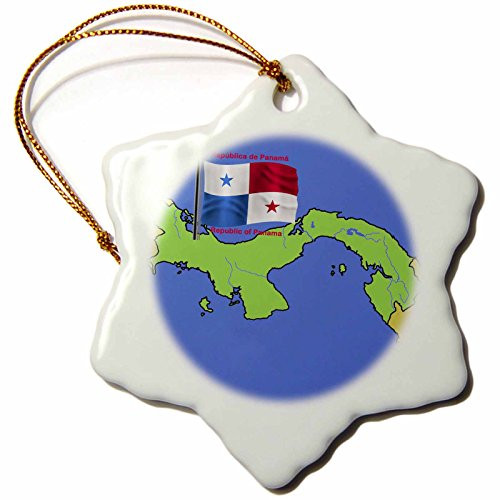 3dRose ORN_47677_1 Flag and Map of Panama with Republic of Panama Printed in Both English and Spanish-Snowflake Ornament, Porcelain, 3-Inch 3dRose ORN_47677_1 Flag and Map of Panama with Republic of Panama Printed in Both English and Spanish-Snowflake Ornament, Porcelain, 3-Inch