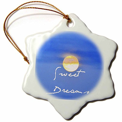 3dRose orn_49782_1 Sweet Dreams Night Moon Photography Snowflake Porcelain Ornament, 3-Inch