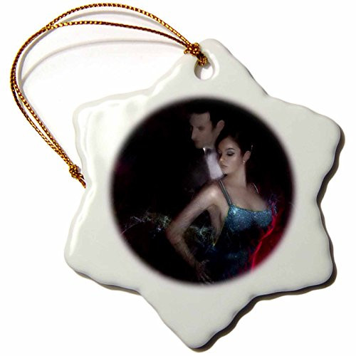 3dRose orn_54370_1 The Tango Dance Snowflake Ornament, Porcelain, 3-Inch