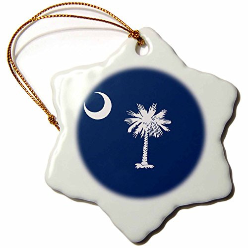 3dRose Sandy Mertens South Carolina - State Flag of South Carolina (PD-US) - 3 inch Snowflake Porcelain Ornament (orn_55323_1)
