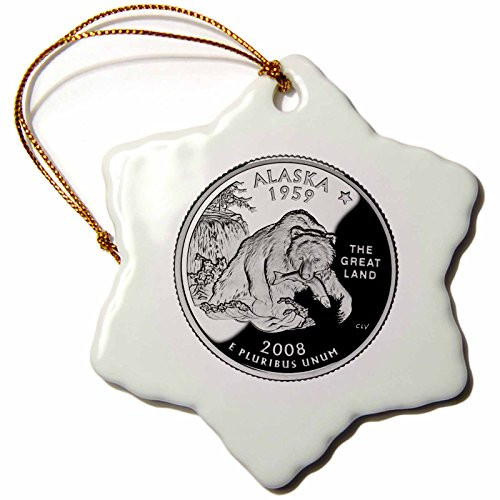 3dRose ORN_56884_1 Alaska Collectible Quarter Snowflake Porcelain Ornament, 3-Inch 3dRose ORN_56884_1 Alaska Collectible Quarter Snowflake Porcelain Ornament, 3-Inch