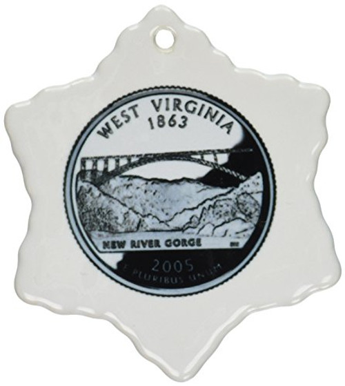 3dRose orn_56976_1 West Virginia Collectible Quarter Snowflake Porcelain Ornament, 3-Inch 3dRose orn_56976_1 West Virginia Collectible Quarter Snowflake Porcelain Ornament, 3-Inch