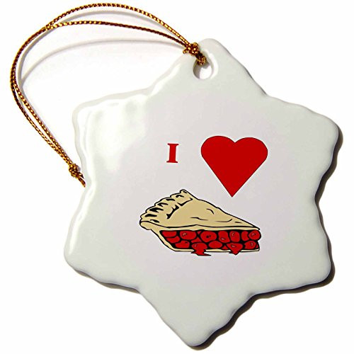 3dRose ORN_60658_1 Love Cherry Pie Snowflake Porcelain Ornament, 3-Inch 3dRose ORN_60658_1 Love Cherry Pie Snowflake Porcelain Ornament, 3-Inch