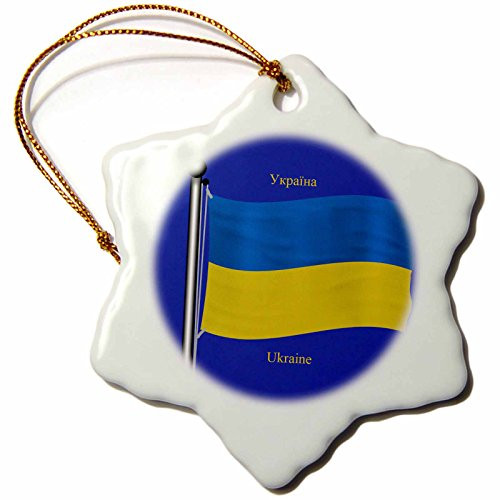 3dRose orn_63215_1 The Flag of The Ukraine on a Blue Background with Ukraine in English and Ukrainian Snowflake Decorative Hanging Ornament, Porcelain, 3-Inch 3dRose orn_63215_1 The Flag of The Ukraine on a Blue Background with Ukraine in English and Ukrainian Snowflake Decorative Hanging Ornament, Porcelain, 3-Inch