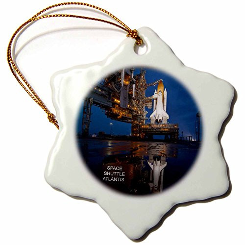 3dRose ORN_76863_1 Astronauts and Rockets-Space Shuttle Atlantis-Snowflake Ornament, Porcelain, 3-Inch