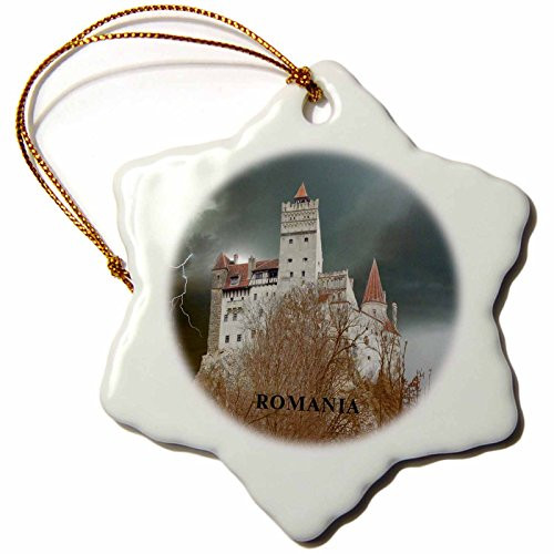 3dRose orn_80814_1 Dracula Castle in Romania Snowflake Porcelain Ornament, 3-Inch