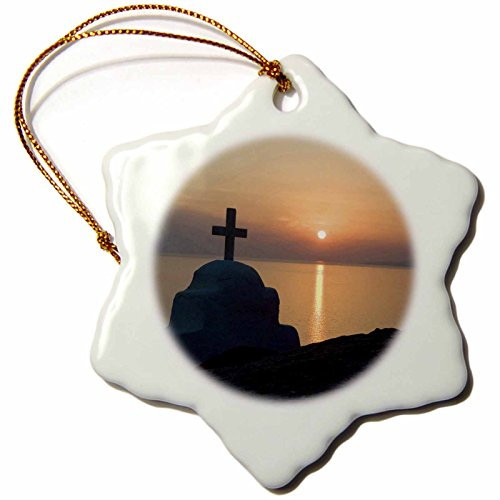 3dRose ORN_81810_1 Greece, Mykonos, Hora, Greek Orthodox Church-EU12 BJA0052-Jaynes Gallery-Snowflake Ornament, Porcelain, 3-Inch