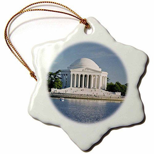 3dRose ORN_88974_1 Washington, D.C, Jefferson Memorial, Tidal Basin-US09 BBR0019-Brent Bergherm-Snowflake Ornament, Porcelain, 3-Inch