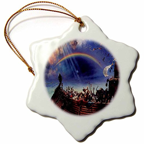 3dRose ORN_98626_1 Rendering of Noah's Ark on The Sea Snowflake Ornament, Porcelain, 3-Inch
