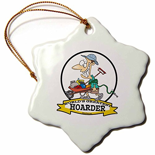 3dRose ORN_103256_1 Funny Worlds Greatest Hoarder Men Cartoon-Snowflake Ornament, Porcelain, 3-Inch 3dRose ORN_103256_1 Funny Worlds Greatest Hoarder Men Cartoon-Snowflake Ornament, Porcelain, 3-Inch