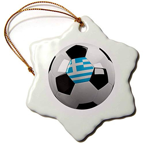 3dRose Carsten Reisinger Illustrations - Soccer ball with the national flag of Greece on it Greek - 3 inch Snowflake Porcelain Ornament (orn_157028_1) 3dRose Carsten Reisinger Illustrations - Soccer ball with the national flag of Greece on it Greek - 3 inch Snowflake Porcelain Ornament (orn_157028_1)