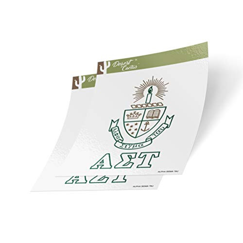 Desert Cactus Alpha Sigma Tau Crest & Letter 2-Pack Sticker Decal Greek for Window Laptop Computer Car (Crest Sticker)