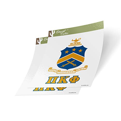 Desert Cactus Pi Kappa Phi Crest & Letter 2-Pack Sticker Decal Greek for Window Laptop Computer Car Pi Kapp (Crest Sticker)