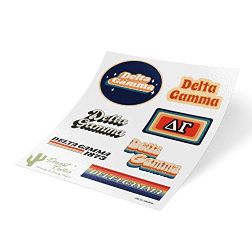 Delta Gamma 70's Themed Sticker Sheet Decal Laptop Water Bottle Car dg (Full Sheet - 70's)