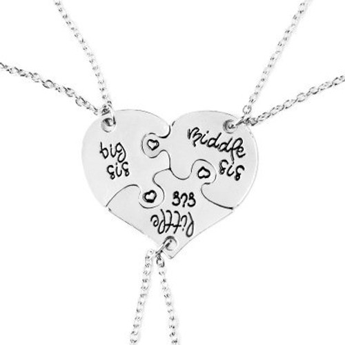 3Pcs Family Jewelry Gift Big Middle Little Sister Big Sis Middle Sis Little Sis Love Heart Charm Pendant Necklace Set for Sister 3Pcs Family Jewelry Gift Big Middle Little Sister Big Sis Middle Sis Little Sis Love Heart Charm Pendant Necklace Set for Sister