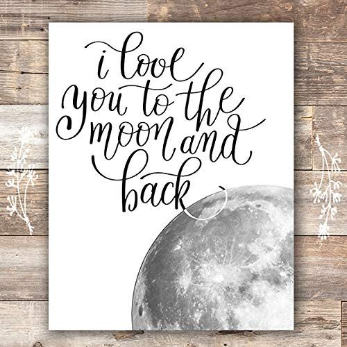 I Love You to the Moon and Back Wall Art Print - Unframed - 8x10 | Nursery Decor
