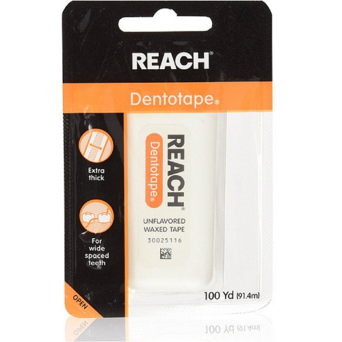 REACH Dentotape Waxed Tape, Unflavored 100 Yards, (Pack of 5)