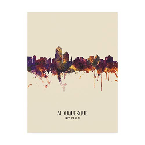 Trademark Fine Art Albuquerque New Mexico Skyline Portrait III by Michael Tompsett, 14x19,