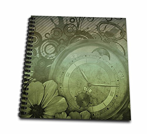 3dRose db_102678_1 Steampunk Clock Watch and Flower Design-Drawing Book, 8 by 8-Inch