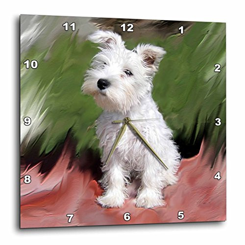 3dRose LLC DPP_4826_1 White Schnauzer 10 by 10-Inch Wall Clock