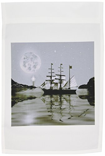 3dRose fl_6672_1 Pirate Cove by Night Smudgeart Art Garden Flag, 12 by 18-Inch