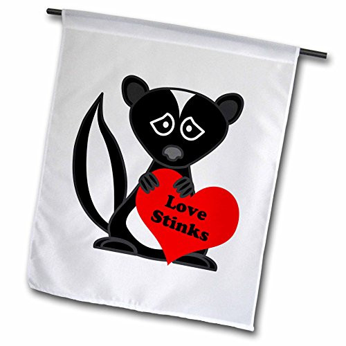 3dRose fl_13799_1 Love Stinks Cute Cartoon Skunk Garden Flag, 12 by 18-Inch