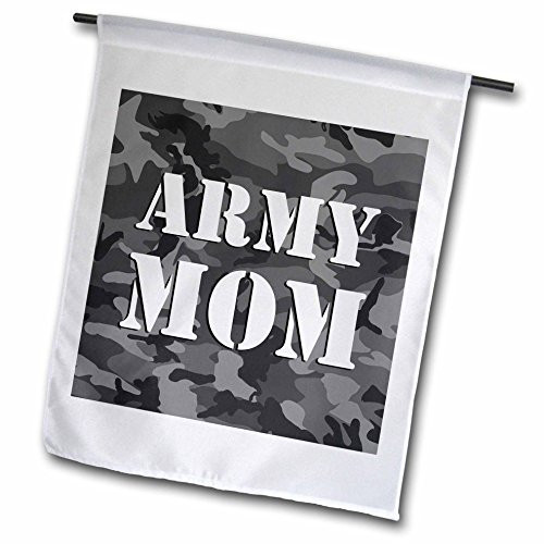 3dRose fl_15429_1 Army Mom Grey Camouflage Garden Flag, 12 by 18-Inch
