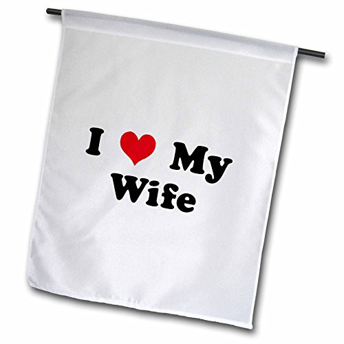 3dRose fl_16584_1 I Love My Wife Garden Flag, 12 by 18-Inch