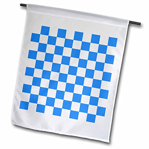 3dRose fl_20431_1 Blue and White Checkered Print Garden Flag, 12 by 18-Inch