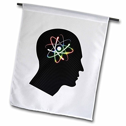 3dRose fl_24258_1 Think About Science Atom in Your Mind Garden Flag, 12 by 18-Inch
